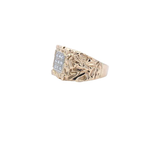 14K Yellow Gold 9 RBC Diamond Signet Style Ring - Image 3