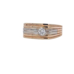 10K Yellow & White Gold .25CT RBC Diamond Signet Style Ring