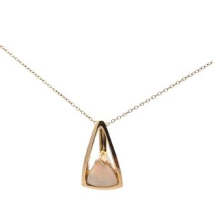 14K Yellow Gold 10mm Trilliant Cut Opal Stylized Pendant