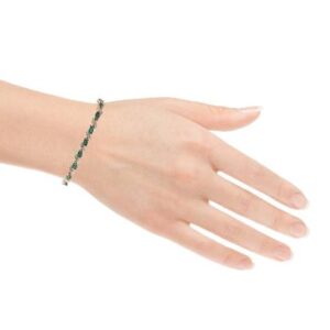 14K Yellow Gold Marquise Cut Emerald & Single Cut Diamond Tennis Bracelet