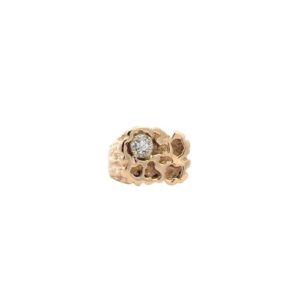 10K Yellow Gold 5 Diamond Nugget Style Ring