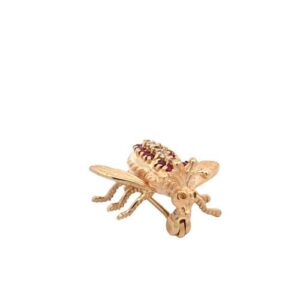 14K Yellow Gold Fly Pin w/ 14 Ruby & 6 Diamonds