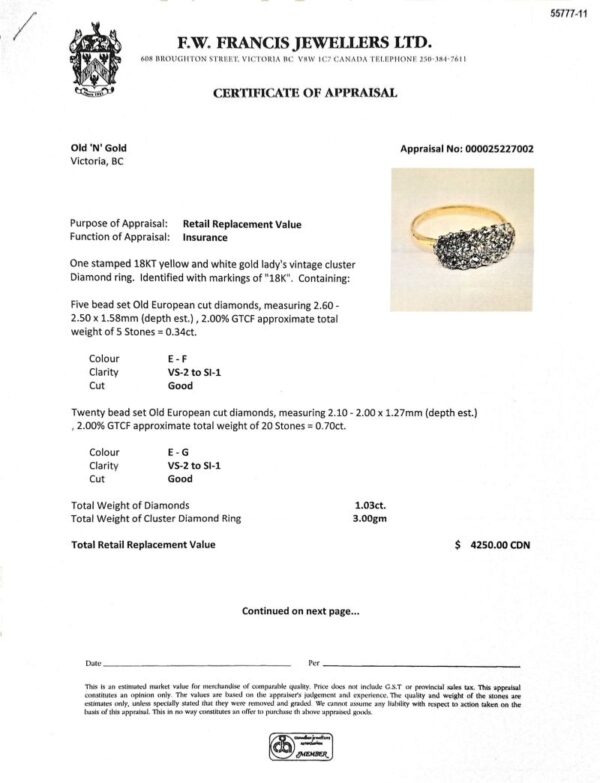 18K Yellow & White Gold 25 OEC Diamond Ring - Image 5