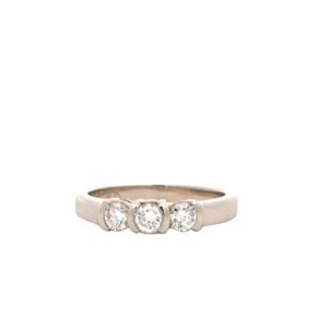 14K White Gold 3 RBC Diamond Ring