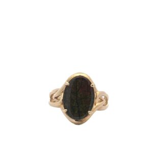 14K Yellow Gold 14mm x 10mm Oval Ammolite Ring
