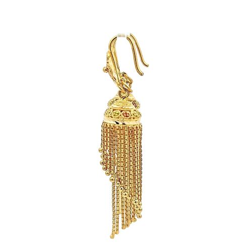 22K Yellow Gold Fancy Chandelier Dangle Earrings - Image 3