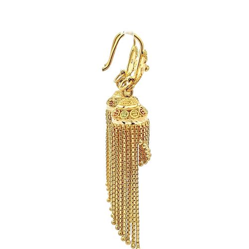 22K Yellow Gold Fancy Chandelier Dangle Earrings - Image 5