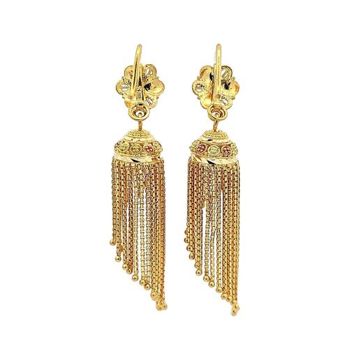 22K Yellow Gold Fancy Chandelier Dangle Earrings - Image 4
