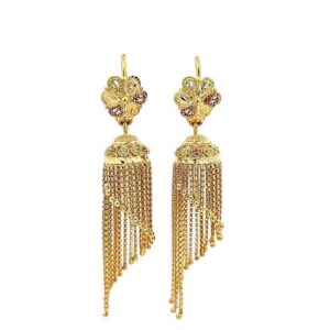 22K Yellow Gold Fancy Chandelier Dangle Earrings