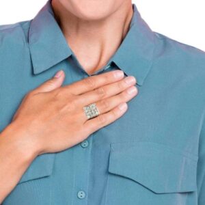 14K Yellow Gold 16 RBC Diamond Signet Style Ring