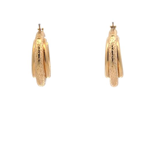 Pair of Gaston Ledo 18K Yellow Gold 28mm Stylized Puffed Leverback Hoop Earrings - Image 5