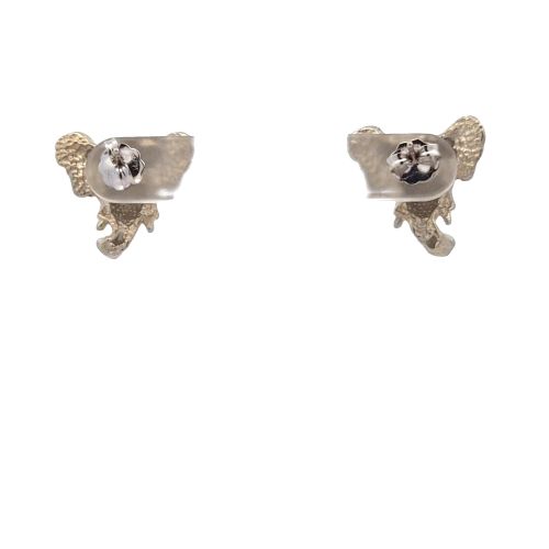 Pair of 14K White Gold 3 Diamond Accent Elephant Head Earrings - Image 4