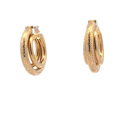 Pair of Gaston Ledo 18K Yellow Gold 28mm Stylized Puffed Leverback Hoop Earrings - Image 3