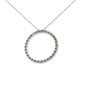 14K White Gold 30 Diamond Circle of Life Pendant on Fine 18″ Chain