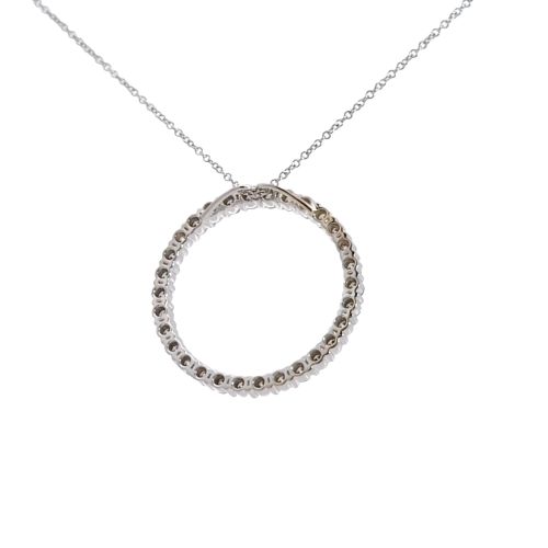14K White Gold 30 Diamond Circle of Life Pendant on Fine 18" Chain - Image 2