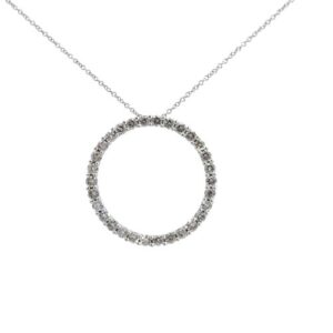 14K White Gold 30 Diamond Circle of Life Pendant on Fine 18″ Chain
