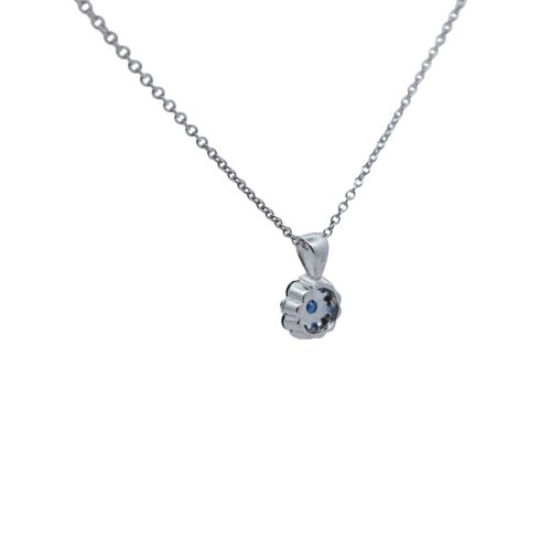 14K White Gold Round Sapphire & Diamond Necklace & Matching Earrings - Image 4