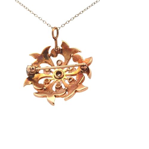 Vintage 14K Yellow Gold 7 Opal & Seed Pearl Brooch/Pendant - Image 4