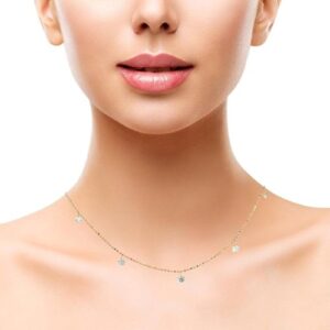 18K Yellow Gold 5 RBC Diamond Extendable Length Necklace
