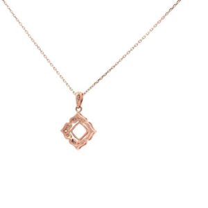 14K Rose Gold Floral Morganite Pendant w/ Diamond Frame on Extendable Chain