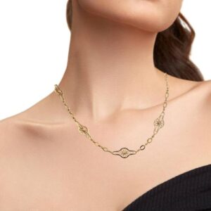 21K Yellow Gold 18″ Ornate Floral Link Chain