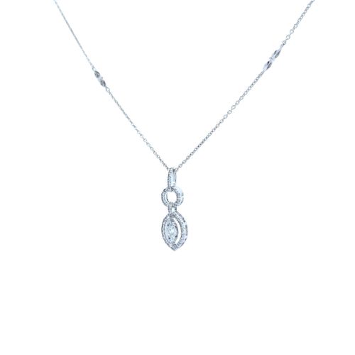 10K White Gold 44 RBC Diamond Accent 18" Necklace - Image 2
