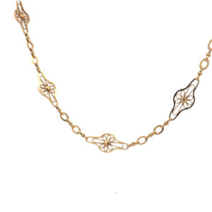 21K Yellow Gold 18″ Ornate Floral Link Chain