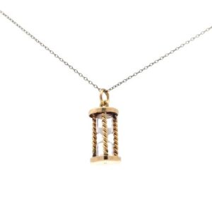 18K Yellow Gold 20mm Hour Glass w/ Sand Pendant