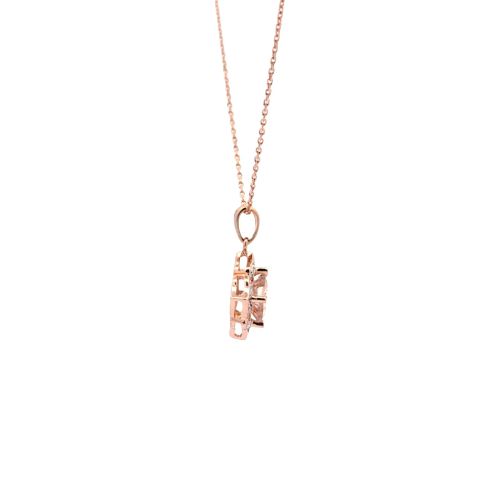 14K Rose Gold Floral Morganite Pendant w/ Diamond Frame on Extendable Chain - Image 4