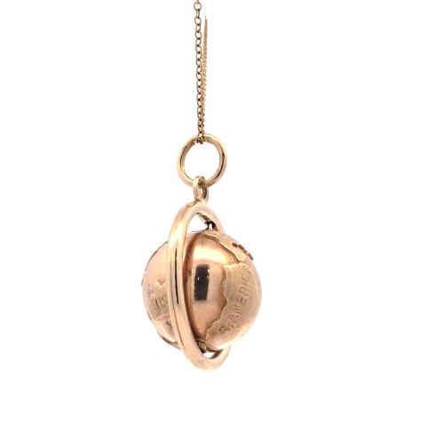 10K Yellow Gold Articulated Globe Pendant - Image 3