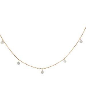 18K Yellow Gold 5 RBC Diamond Extendable Length Necklace