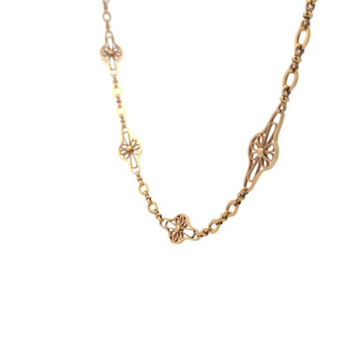 21K Yellow Gold 18" Ornate Floral Link Chain - Image 5