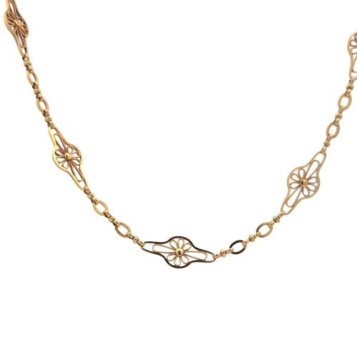 21K Yellow Gold 18" Ornate Floral Link Chain - Image 4