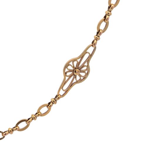21K Yellow Gold 18" Ornate Floral Link Chain - Image 3