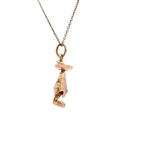 14K Yellow Gold 23mm Mexican Poncho Charm Pendant - Image 3