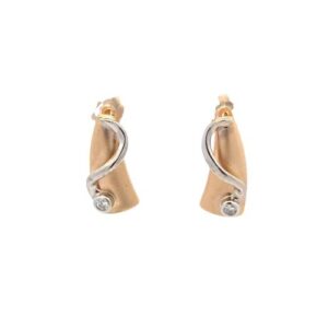 Pair of 14K Yellow & White Gold Stylized Stud Earrings w/ RBC Diamonds