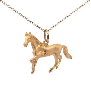 10K Yellow Gold 31mm Horse Charm Pendant
