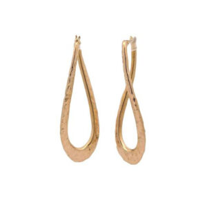 18K Yellow Gold 41mm Textured Offset Leverback Hoop Earrings