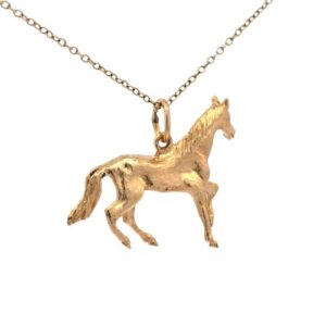 10K Yellow Gold 31mm Horse Charm Pendant