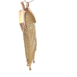 9K Gold Mesh Coin Purse w/ 4 Round Opals