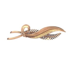 Vintage UnoAErre 18K Yellow Gold Double Leaf Brooch