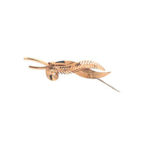 Vintage UnoAErre 18K Yellow Gold Double Leaf Brooch