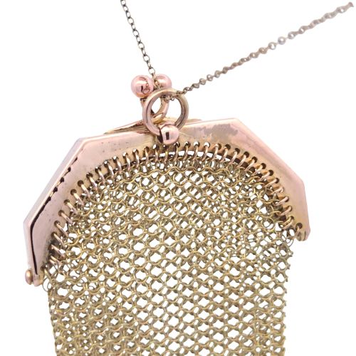 9K Gold Mesh Coin Purse w/ 4 Round Opals - Image 5