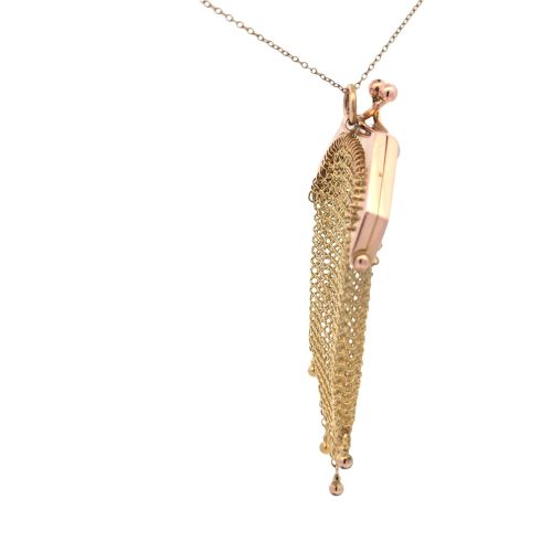 9K Gold Mesh Coin Purse w/ 4 Round Opals - Image 3